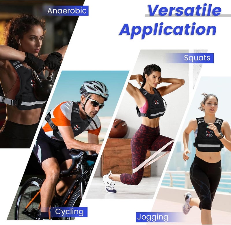 VBSD Adjustable Weighted Vest for Women Men 4-10lb/11-20lb/20-32lb Vest with 6 Ironsand Weights Body Weight Vest with Reflective Strip for Running Walking Strength Training Workouts - Image 5